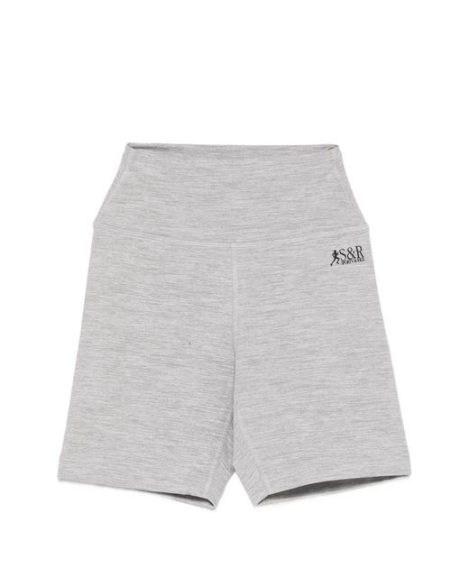 Sporty & Rich Gray Logo-Print Cycling Shorts