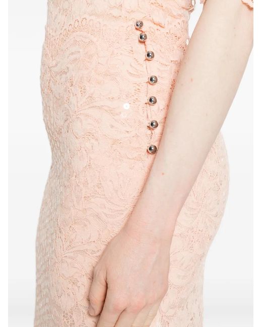 Rabanne Pink Sequin Lace Midi Skirt