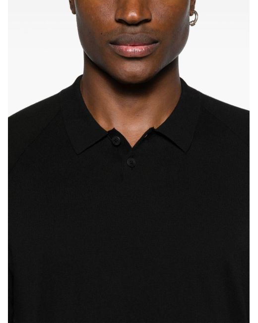 Transit Black Fine-knit Cotton Polo Shirt for men