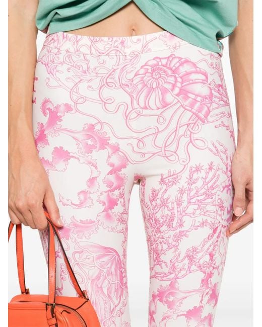 Versace Legging Met Underwater Barocco-Print in het Pink