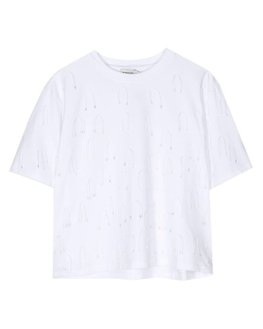 Jonathan Simkhai White Amaru String-embellished T-shirt