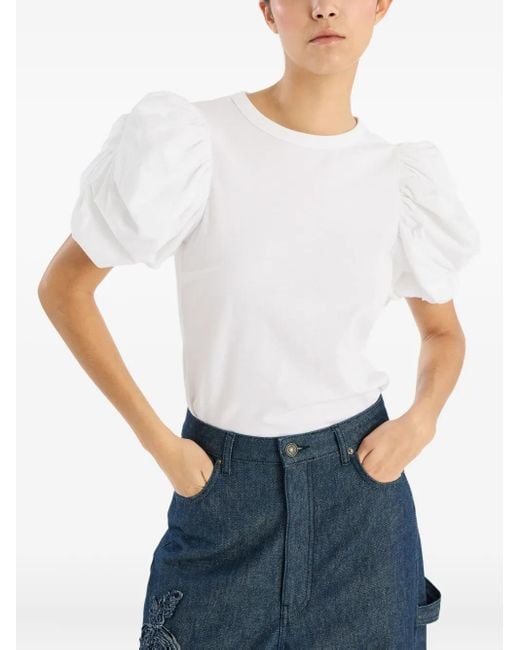 ROTATE BIRGER CHRISTENSEN White Puff-Sleeve T-Shirt