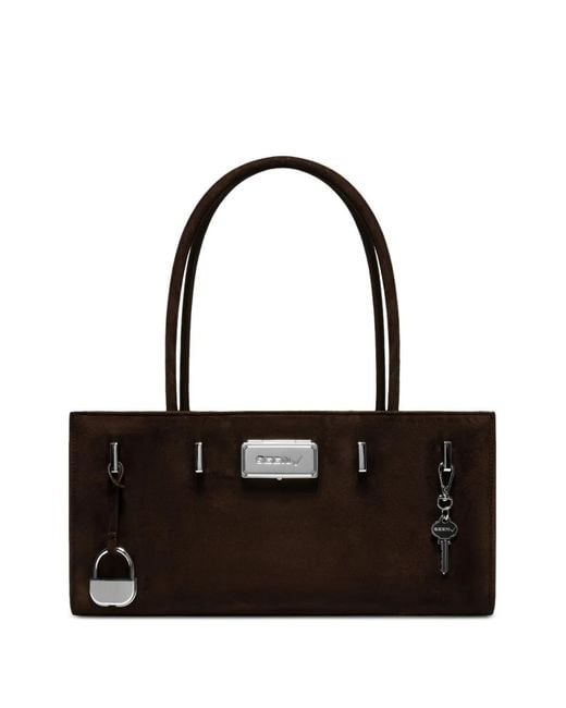 SEEN USERS Black Aura Suede Shoulder Bag