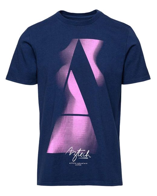 Aztech Mountain Blue Altitude Logo-Print Cotton T-Shirt for men