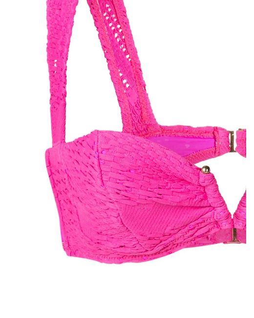 Amir Slama Pink Woven Balconete Bikini Set