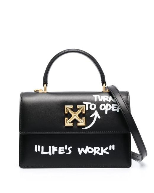 Off-White c/o Virgil Abloh Black Jitney 1.4 Leather Tote Bag