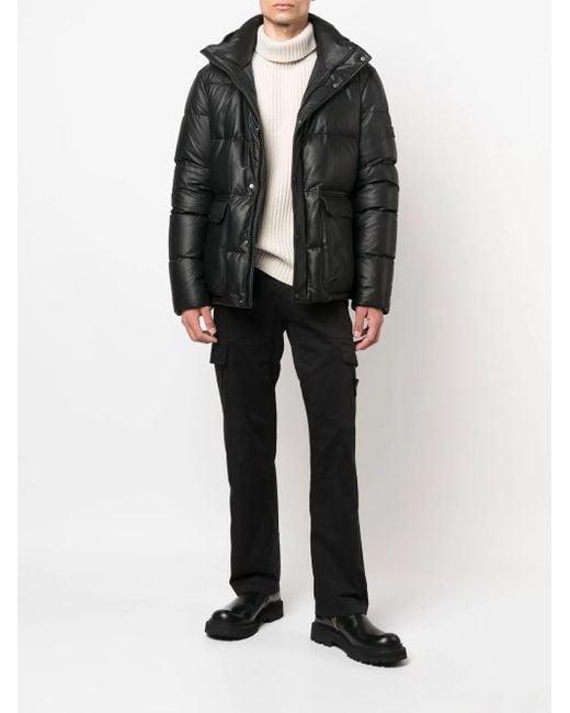 Yves Salomon Black Zipped Padded Jacket for men
