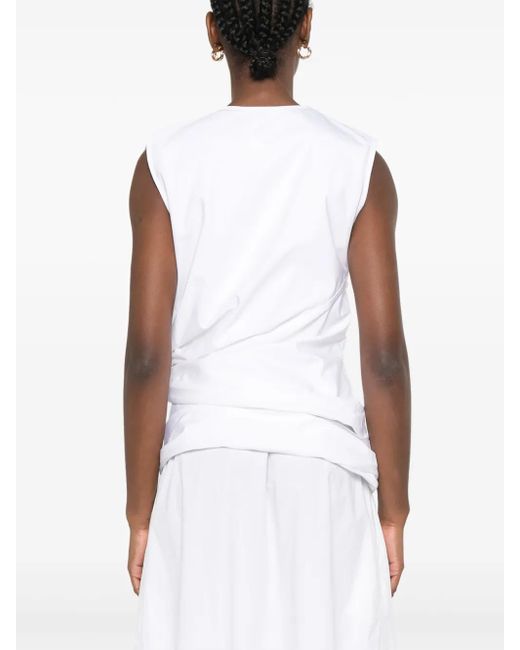 Jil Sander White Sm Knot Waist Top