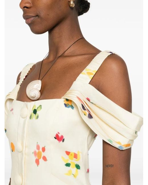 ALÉMAIS White Sidi Square-Neck Midi Dress
