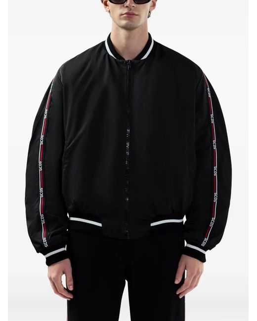 Gcds Black Logo-Embellishment Bomber Jacket for men