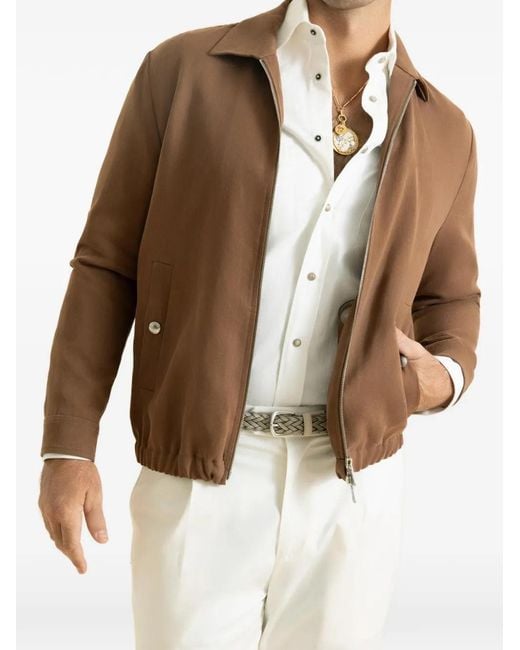 Eleventy Brown Zip Bomber Jacket for men