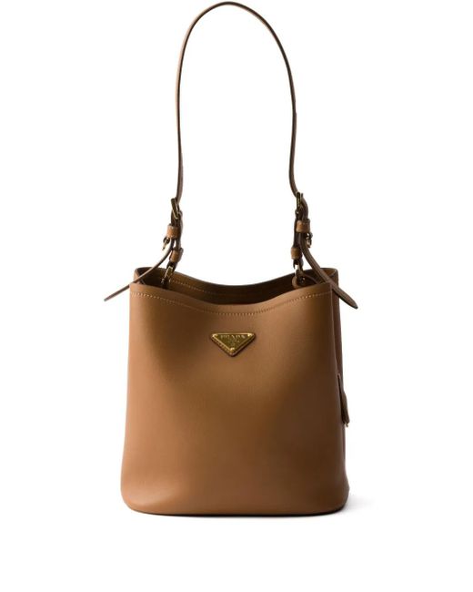 Prada レザー ショルダーバッグ Brown