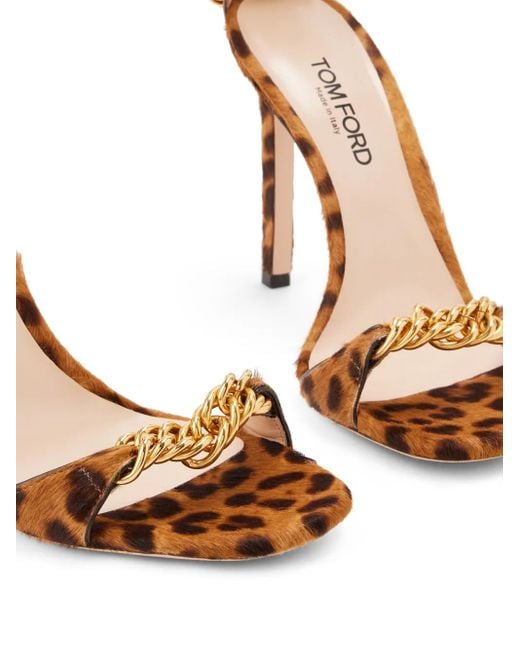 Tom Ford Metallic Zenith 105Mm Calf-Hair Sandals
