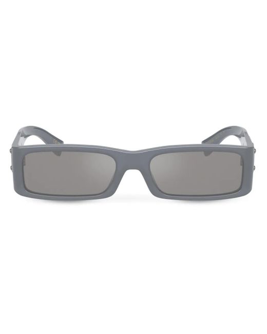 Dolce & Gabbana Gray Rectangle-Frame Logo-Plaque Sunglasses for men