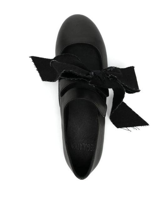 Yohji Yamamoto Black Bow-Detailed Strappy Ballerinas