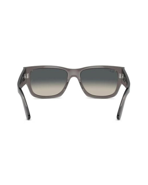 Ray-Ban Gray Carlos Rectangle-Frame Sunglasses