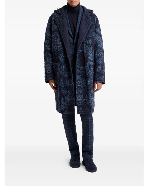 Etro Blue Check-Motif Quilted Jacket for men