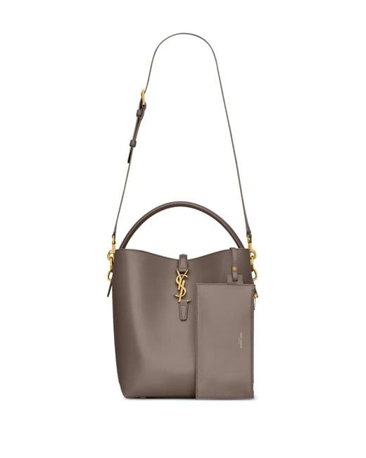 Saint Laurent Brown Logo-Plaque Top-Handle Tote Bag