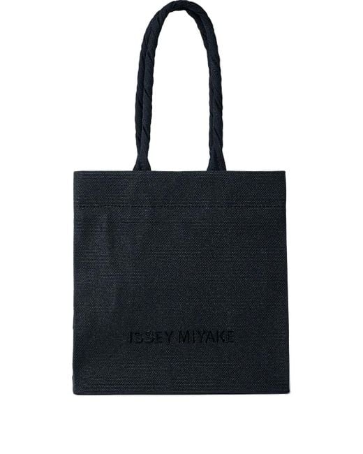 Issey Miyake Black Logo-Print Twin-Handles Tote Bag