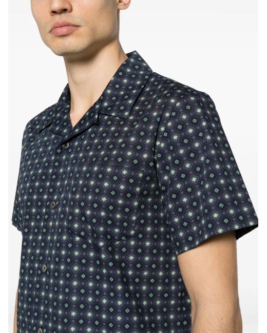 A.P.C. Blue Lloyd Geometric-Print Cotton Shirt for men