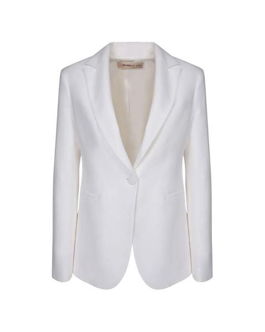 Blanca Vita White Blazer À Simple Boutonnage