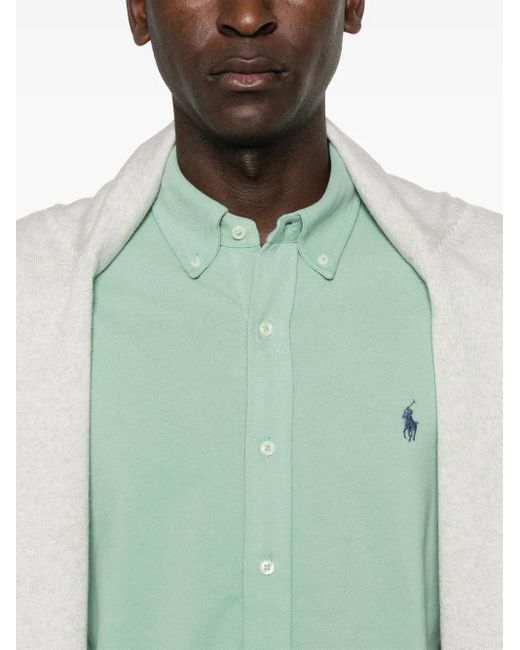 Polo Ralph Lauren Green Polo Pony-Motif Cotton Shirt for men