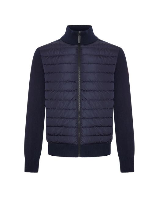 Canada Goose Blue Hybridge Quilted-Panel Knit Jacket for men
