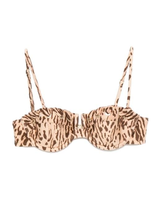 Zimmermann Natural Leopard-print Bikini Top
