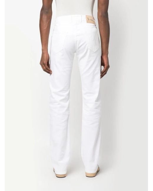 Billionaire White Mid Rise Straight Leg Jeans for men