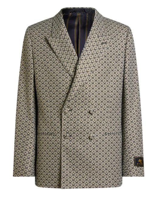 Etro Brown Double-Breasted Blazer for men