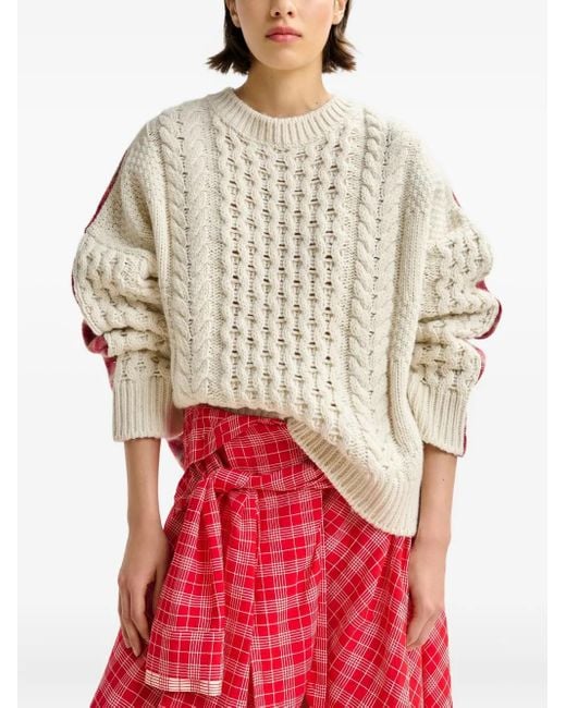 Essentiel Antwerp Natural Iface Cable-Knit Sweater
