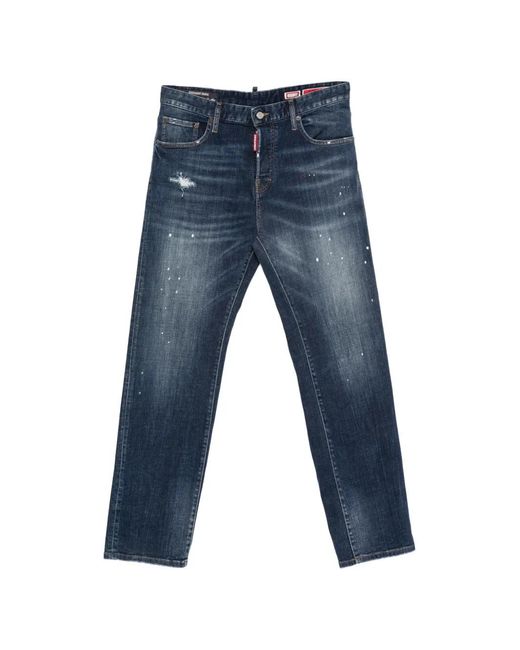DSquared² Blue Paint-Splatter Distressed Jeans for men