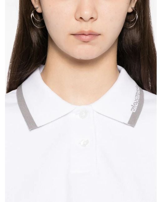 Alexander Wang White Logo-Collar Polo Shirt