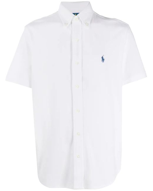 Polo Ralph Lauren White Embroidered Logo Polo Shirt for men