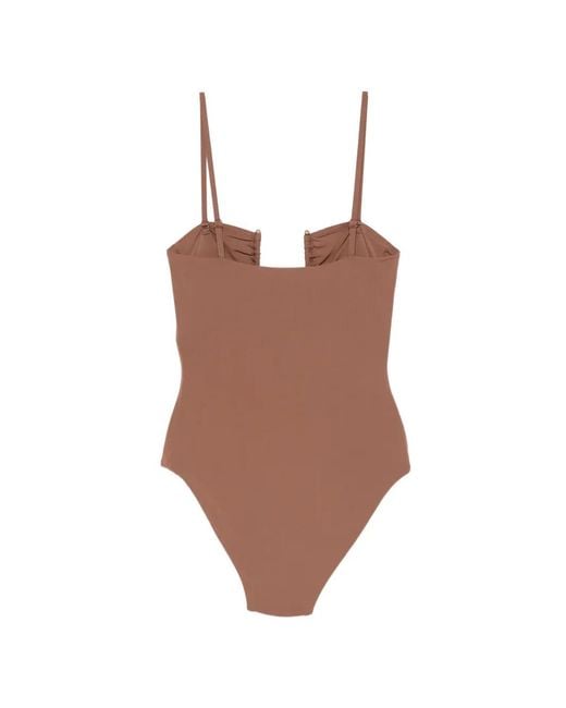 Christopher Esber Brown Arced Ruched Swimsuit