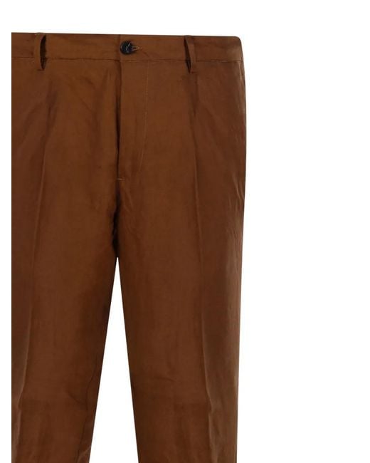 Entre Amis Brown Pleated Trousers for men
