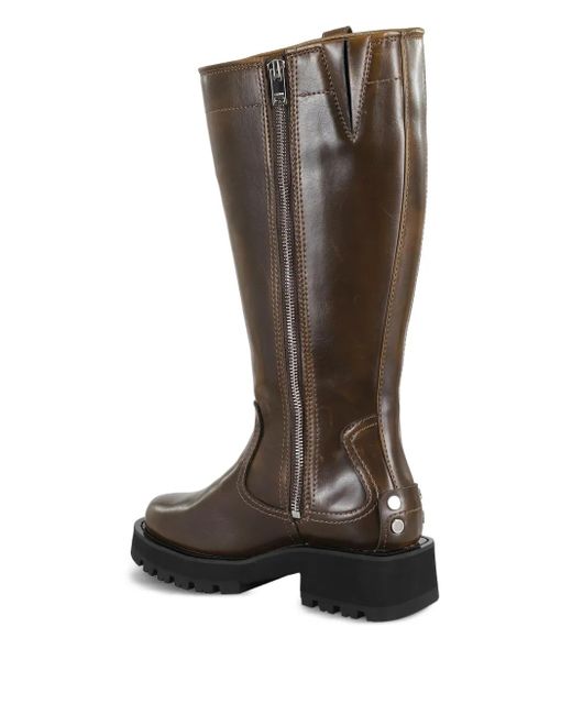 Ganni Brown Studs High Boot Crinkle