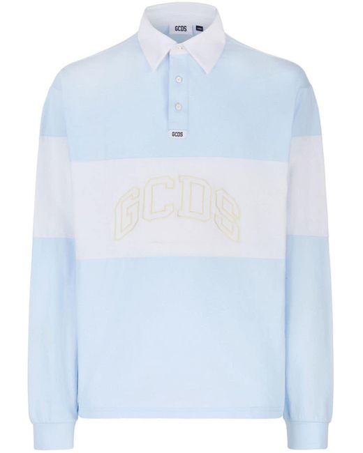 Gcds Blue Logo-Embroidered Cotton Polo Shirt for men