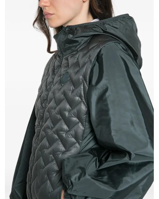 Moncler Green Quilted-Panel Hooded Jacket