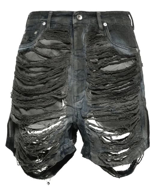 Rick Owens Gray Geth Distressed Shorts for men