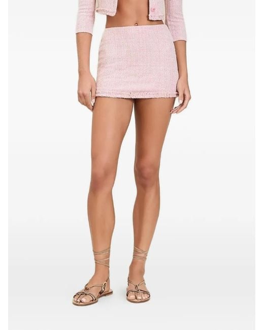 Devon Windsor Pink Bianca Frayed-Edge Skirt