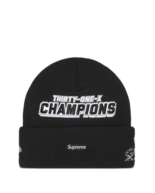 Supreme Black X New Era Football Beanie Hat