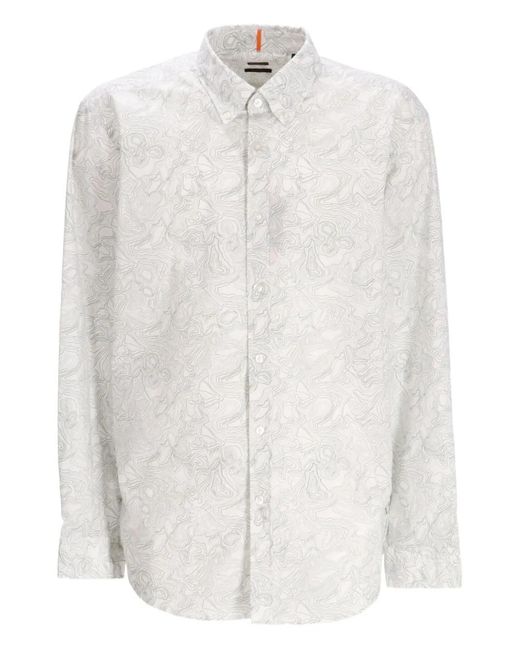 Boss White Patterned Shirt for men
