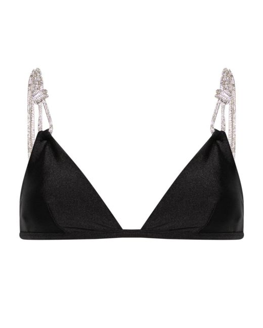 Jonathan Simkhai Black Rhinestone-detailed Triangle Bikini Top