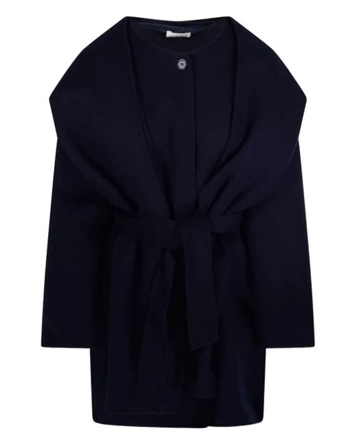 P.A.R.O.S.H. Blue Draped Belted Coat