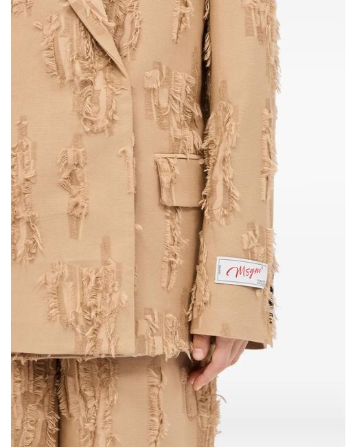 MSGM Gerafelde Blazer Met Ruches in het Natural