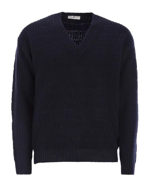 PT Torino Blue V-Neck Sweater for men