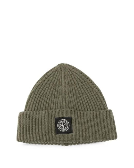 Stone Island Green Virgin Wool Compass Logo Patch Cuff for men