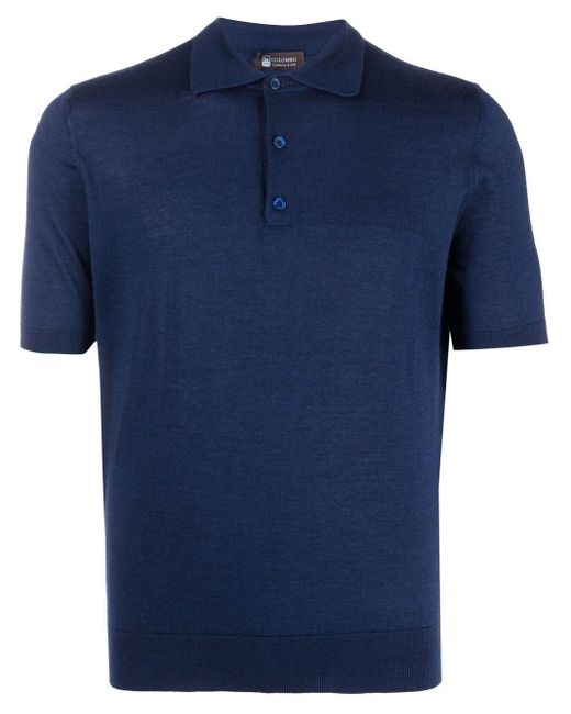 Colombo Blue Knitted Polo Shirt for men