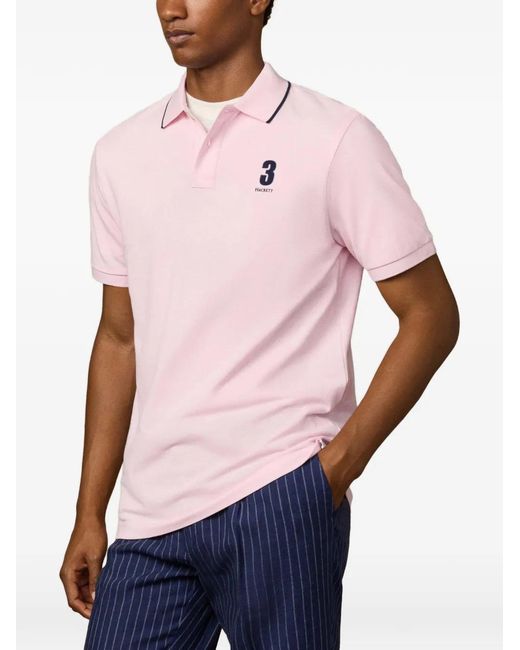 Hackett Pink Heritage Tipped-Trim Polo Shirt for men